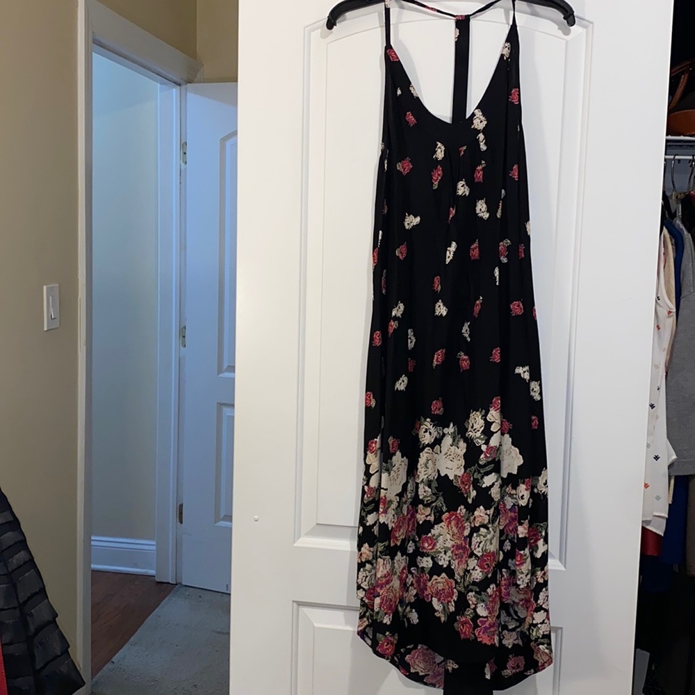 Vintage black floral flowy dress